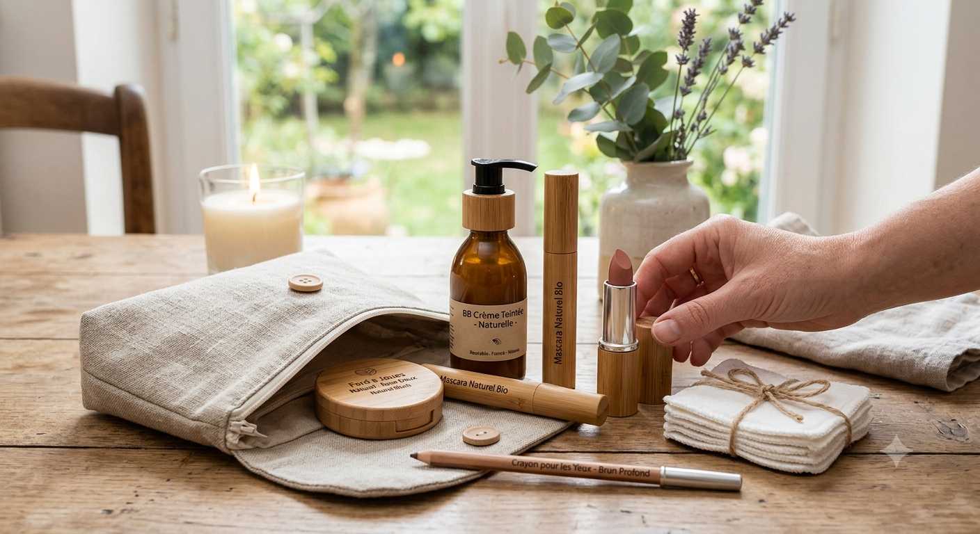 un trousse beauté munie de 5 ingrédients pour un maquillage minimaliste
