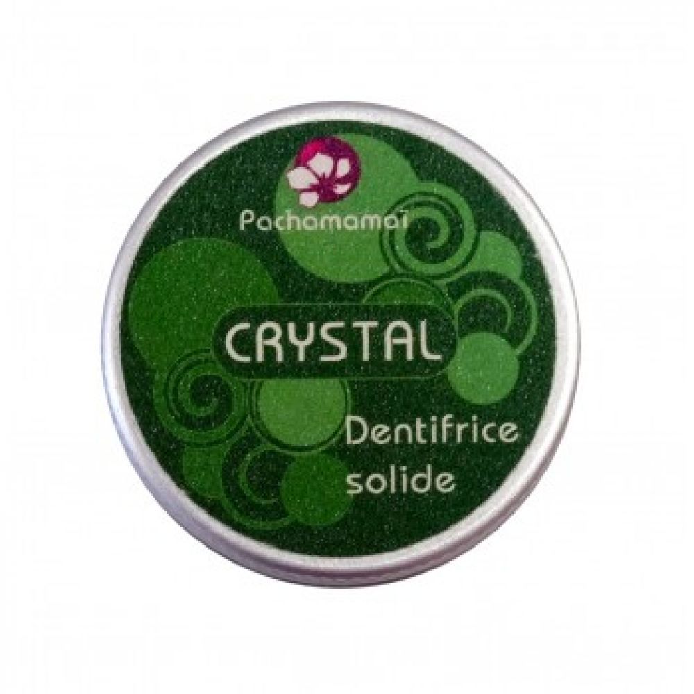 Dentifrice solide menthe dans boite métal crystal pachamamai