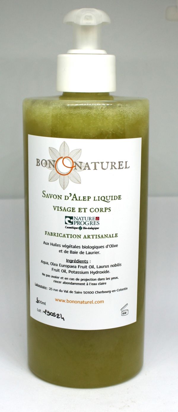 Savon  Alep liquide normand, recharge.  38,90€/kg