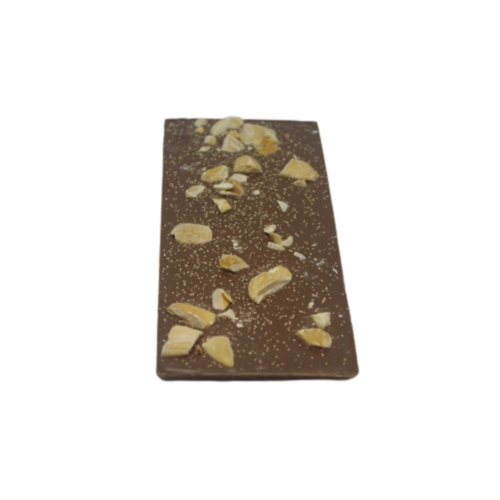 Tablette 100g chocolat lait amandes tonka 100g BIO*. 59,50€/kg