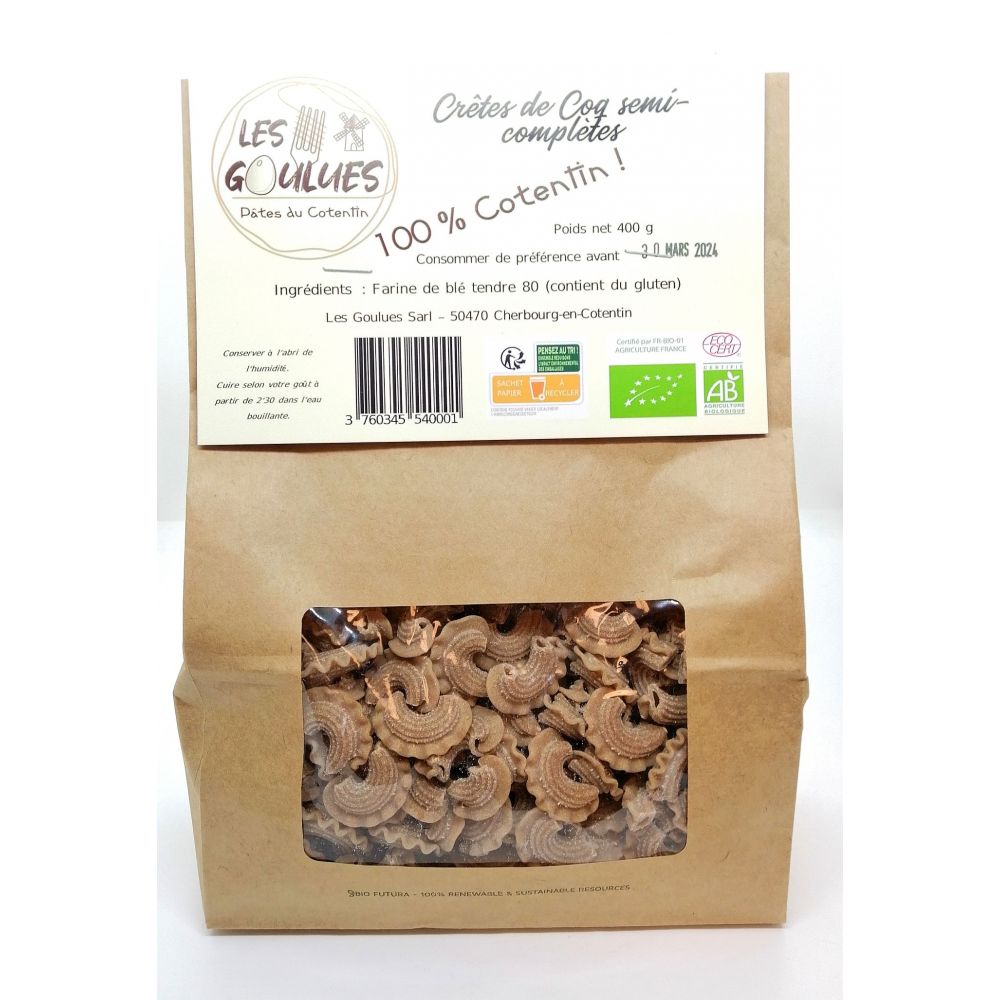 Pâtes crètes de coq semi complètes BIO normandes 400g