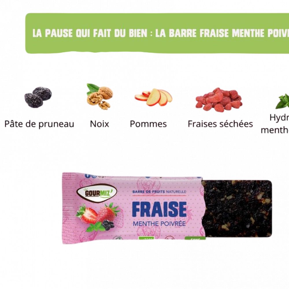 Barre énergétique fraise menthe poivrée BIO