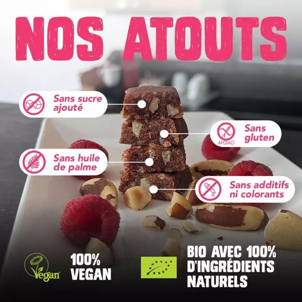 Barre énergétique framboise noix d'Amazonie BIO
