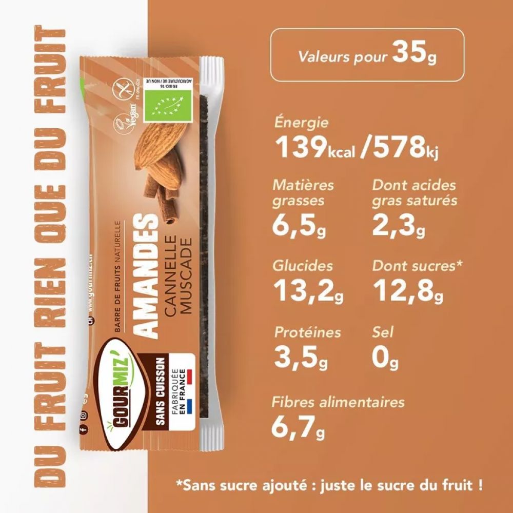 Barre fruits amande cannelle muscade BIO