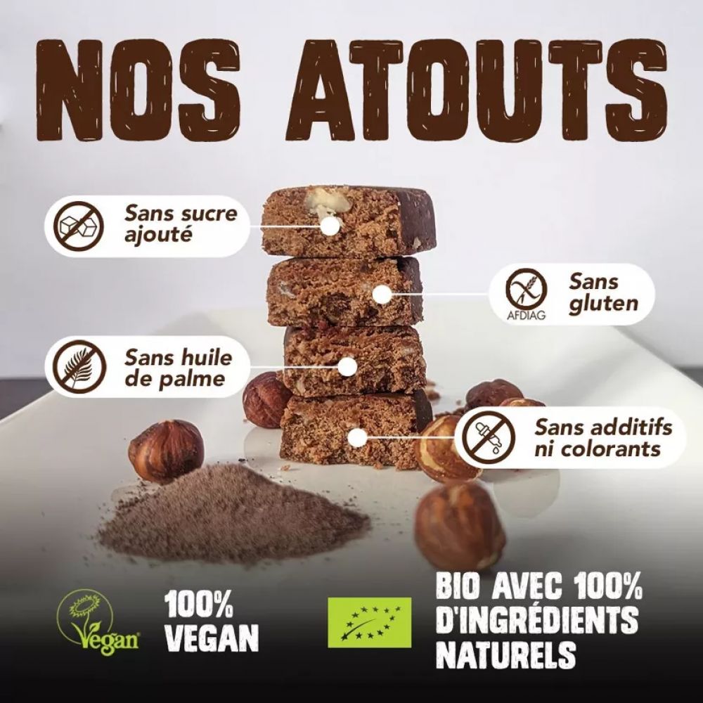 Barre protéinée fruits cacao cru noisette BIO