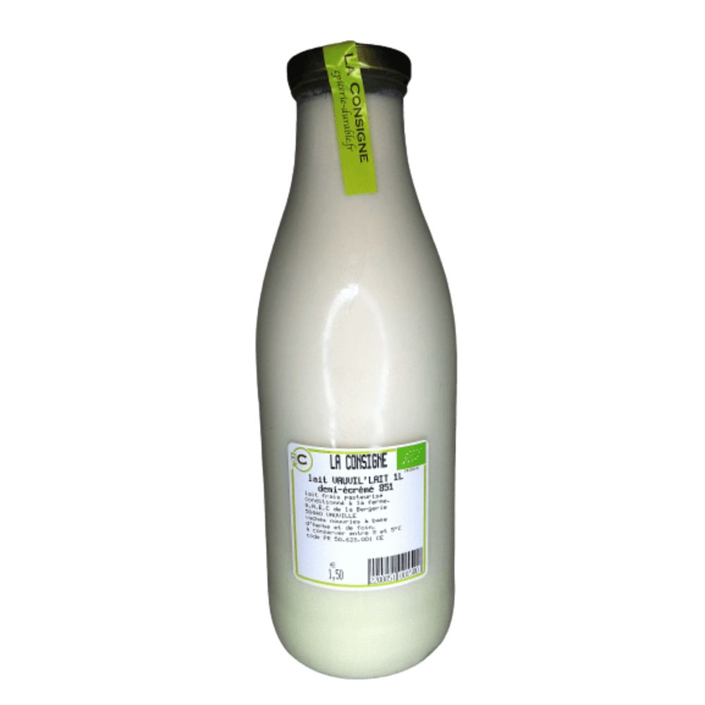 Lait demi-écrémé normand pasteurisé 1L. 1,70€/kg