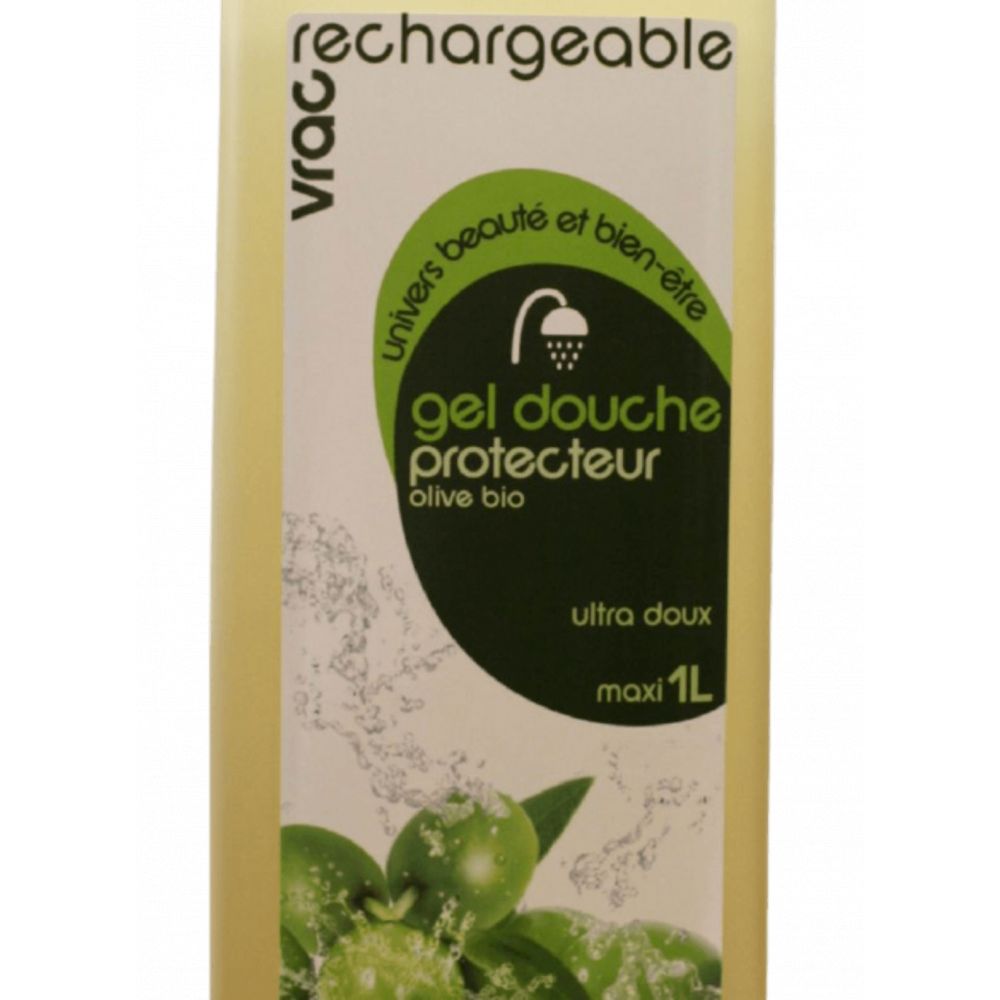 Gel douche protecteur, recharge, parfum olive BIO  .8,99€/kg