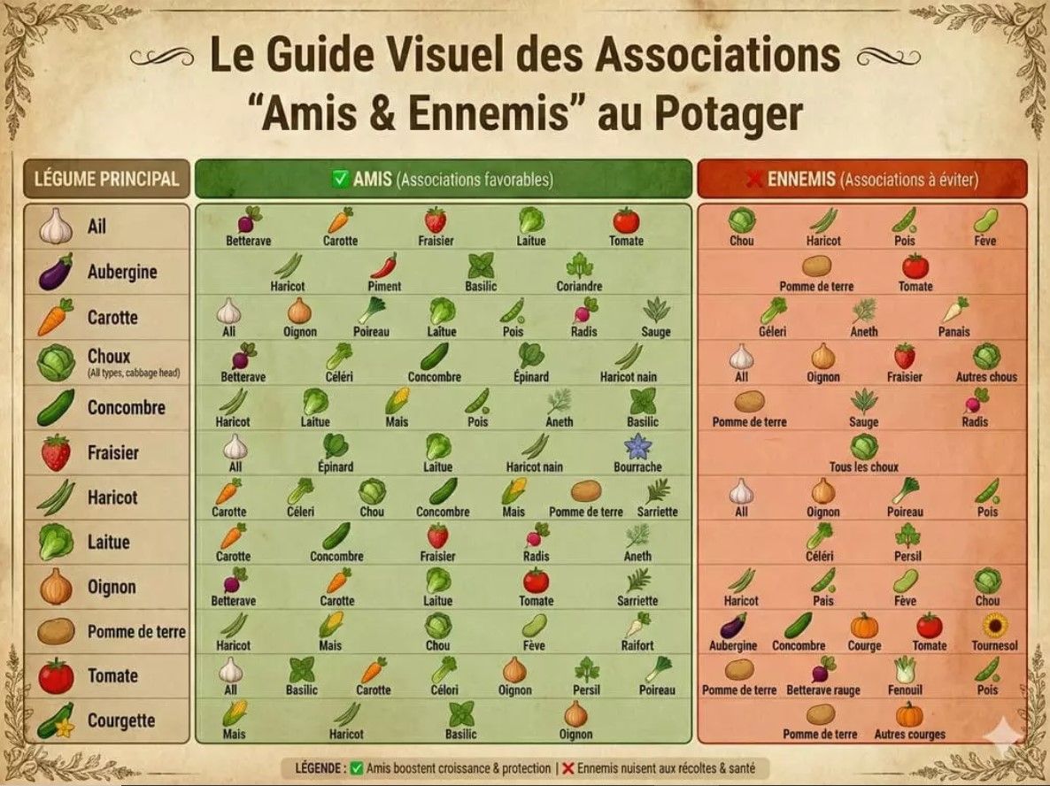 associations de l&eacute;gumes au potager