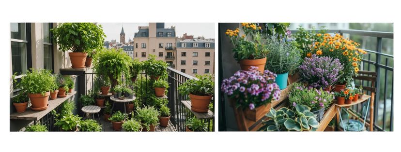 exemples de 2 balcons naturels favorisant la biodiversit&eacute;