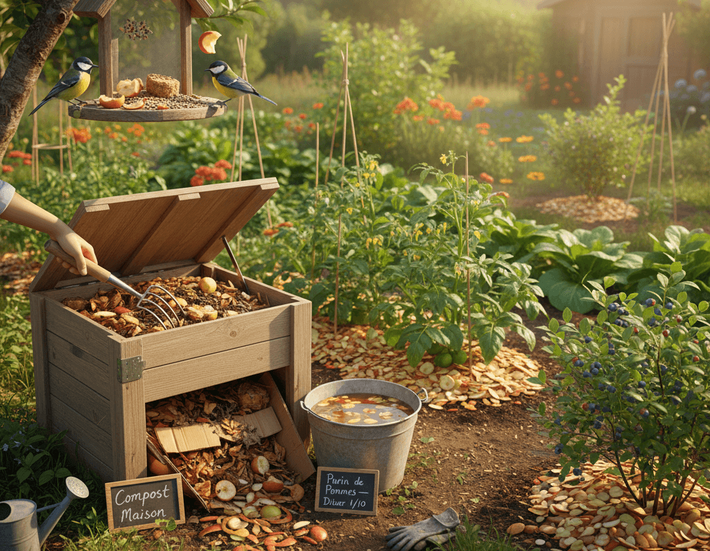 composter, pailler...utiliser les restes de pommes au jardin